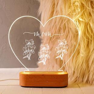 心形亚克小夜63053灯发光送女朋力闺蜜情人友桌节礼物夜晚氛围灯