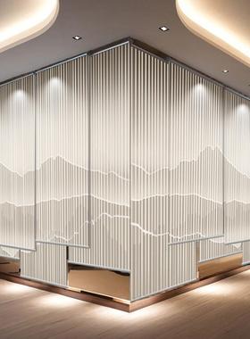 中式升卷F9569T8T帘降窗帘客厅装茶室卧室挂式屏风帘悬子软隔断遮