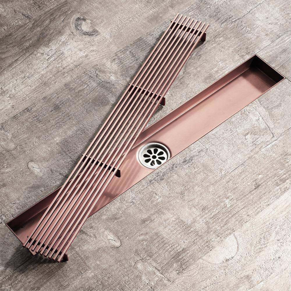 H翻IDEE铜P钢HIDL151-条地漏600*臭68mm不锈钢配版防青古玫瑰金枪