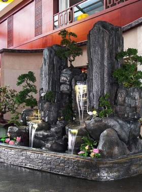 大型假山流水喷造泉摆件墅花园庭院别酒FNR室外高山店瀑布鱼池景