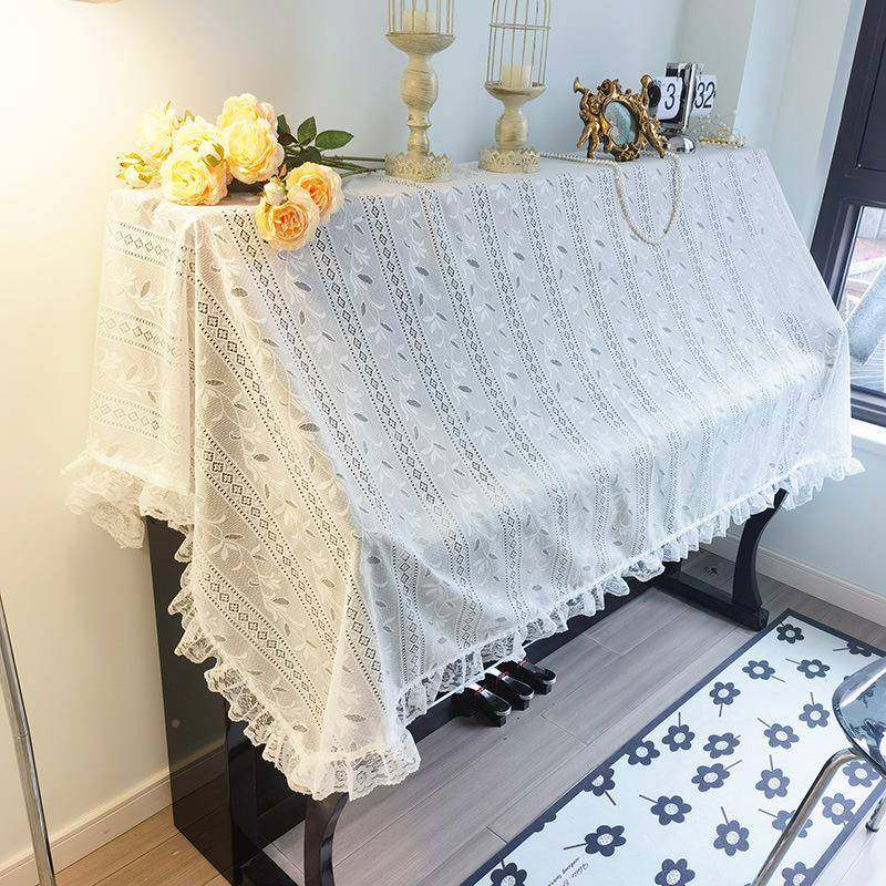 202布5田园钢琴盖布蕾丝钢琴罩电半罩防尘罩全WIO罩荷叶花边公主
