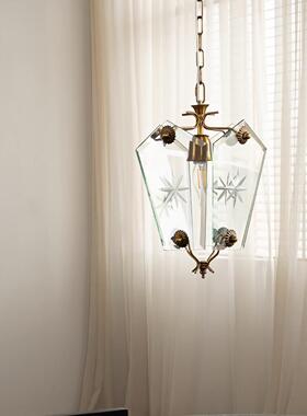 法式中古风创雪花玻璃卧吊帽灯美式复室67847古走廊衣间意阳台装