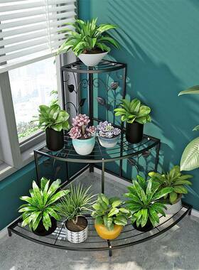 轻奢铁花艺多架室内花盆架子阳台绿萝层花架花几客厅三角花132168