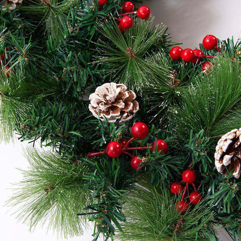 704圣树诞松针花环酒商场橱窗圣诞装饰饰花环门挂浆果花店环圣诞