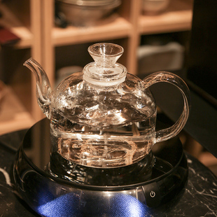 一九茶舍手工耐热玻璃煮水煮茶壶烧水玻璃壶600ml黑晶炉专用泡茶