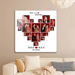 结婚照相框摆台多张照片组合挂墙实木高级感轻奢法式diy家庭定制