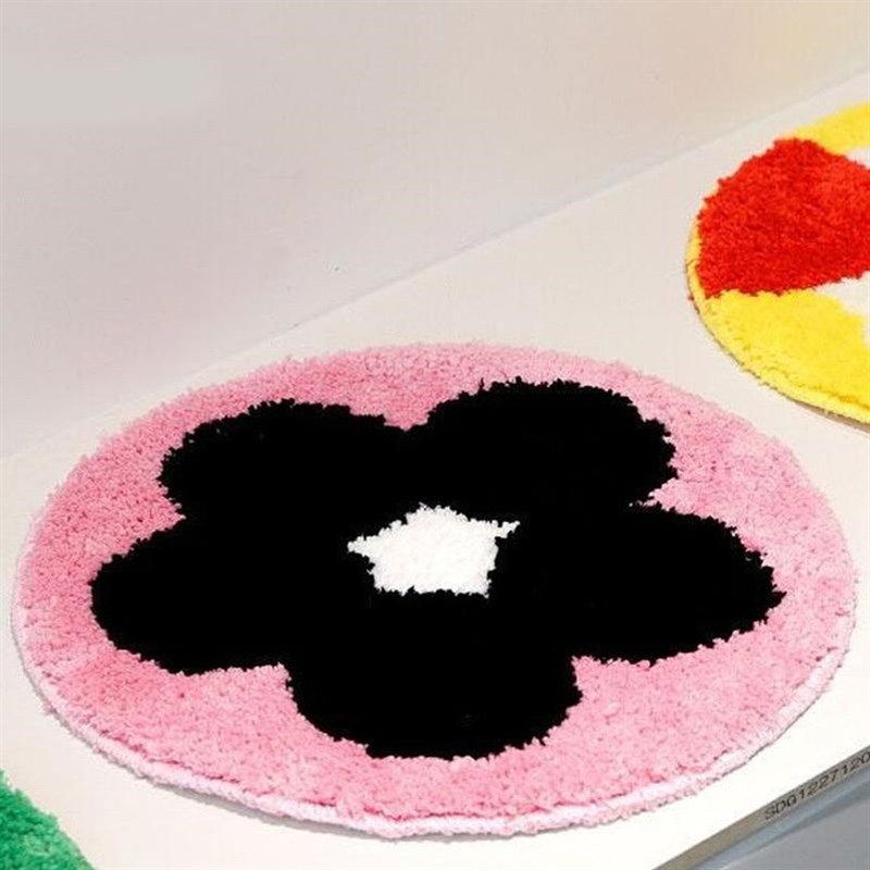 簇绒坐垫卡通花朵圆形植绒地毯汽车加厚柔软坐垫椅垫衣帽间耐脏