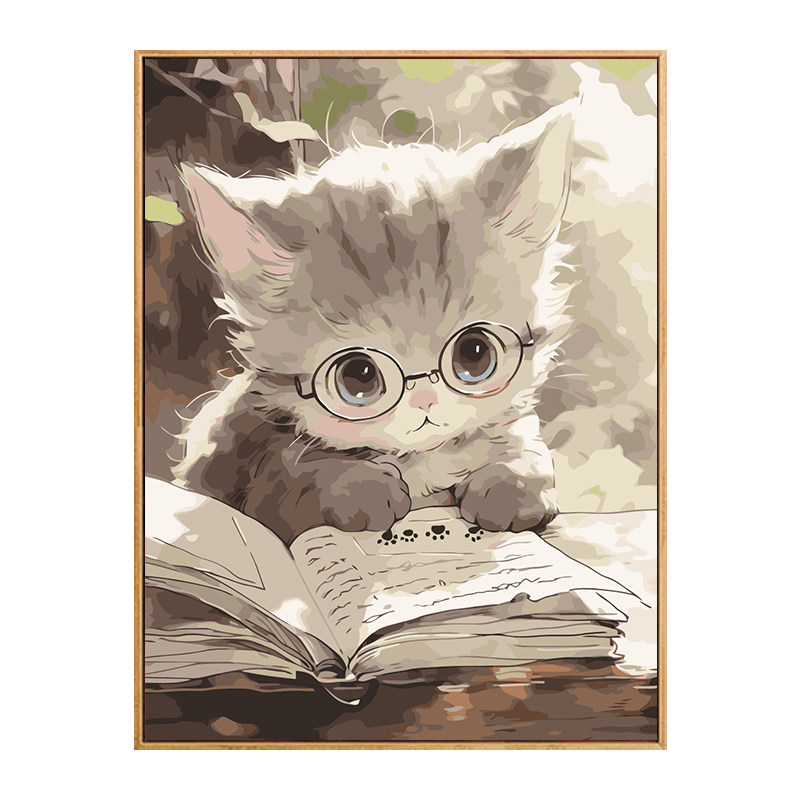 网红猫咪数字油画diy填色油彩画画高级感手工涂色动漫动物填充画图片