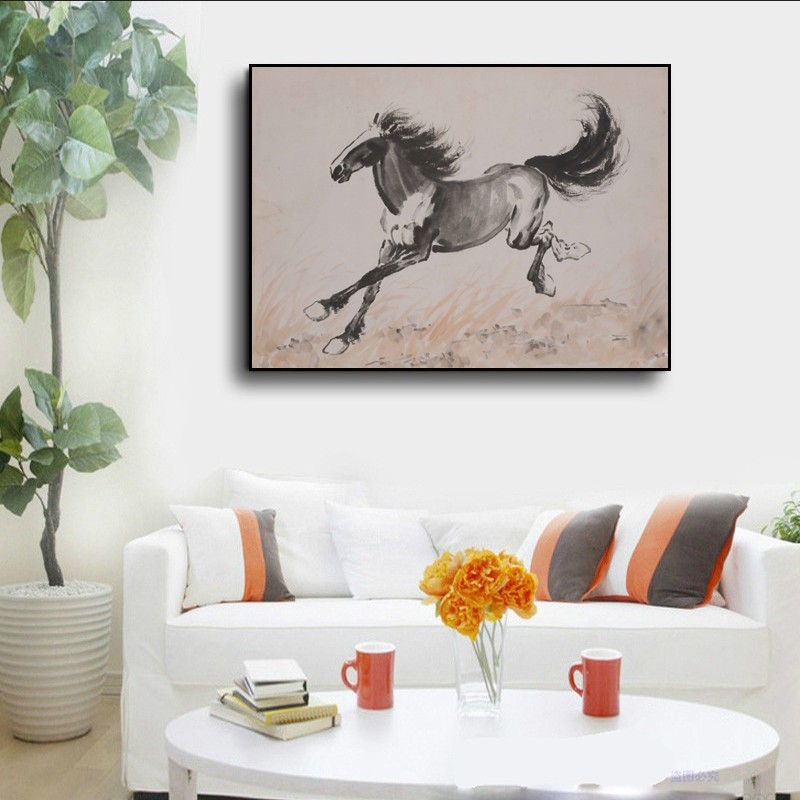 马到成功挂画八骏图客厅马画骏马图水墨画奔马图壁画装饰品装饰画