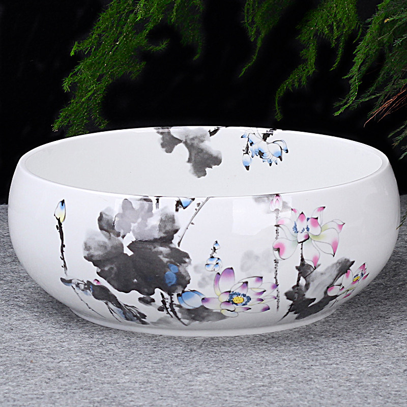 茶洗大号笔洗水盂陶瓷功夫茶具配件茶道零配用具家用洗茶碗青花瓷