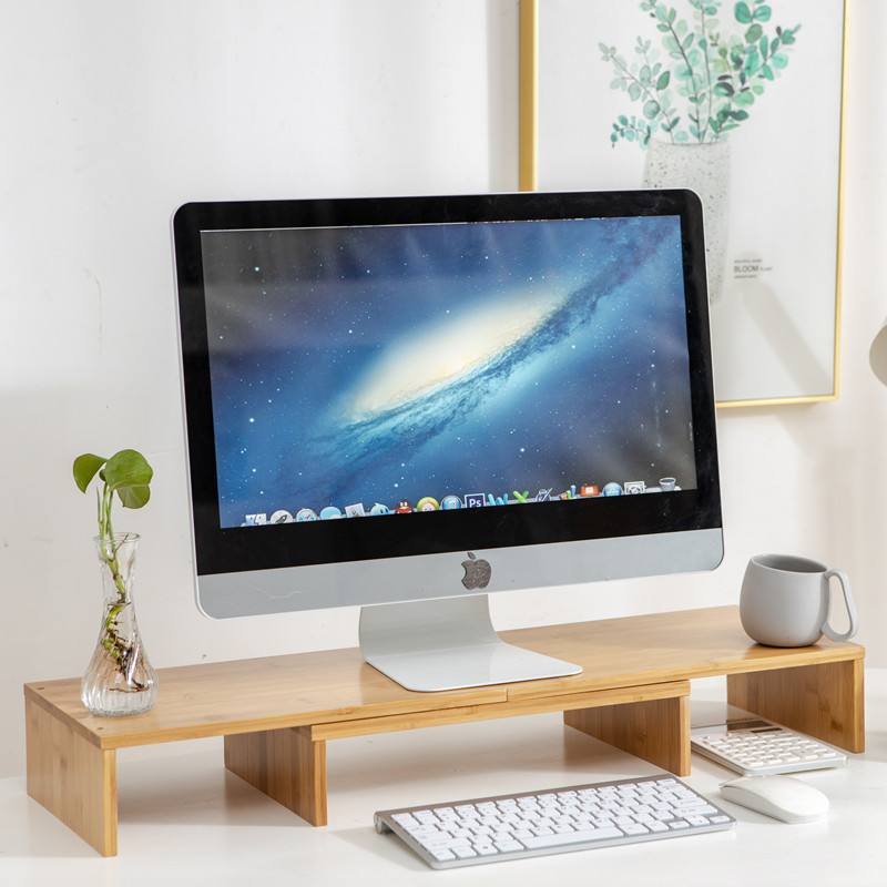 台式电脑显示器屏幕增高架办公室实木护颈垫高桌面收纳支架置物架