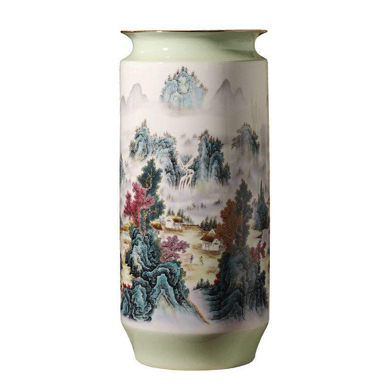 景德镇陶瓷器花瓶书画桶字画卷轴收纳缸书房装饰箭筒客厅插花摆件