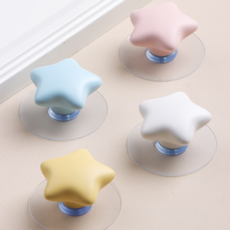 新款简约星月云柜门拉手免打孔创意可爱衣橱柜抽屉把手强力免钉贴