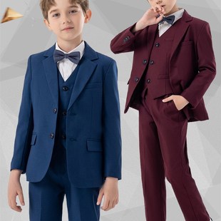 儿童西装礼服套装男童主持人朗诵演讲钢琴演出服男孩西式婚礼服装