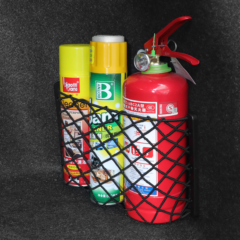 车载储物网兜车内用品后备箱收纳神器汽车灭火器固定架弹力行李网