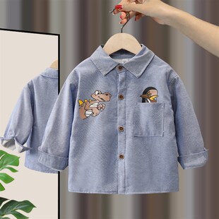 男童加绒衬衫秋冬款儿童宝宝加厚保暖衬衣洋气男孩白色长袖上衣潮
