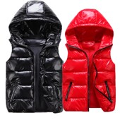 新款 羽绒棉马甲外套儿童中大童连帽马夹男女童保暖背心 秋冬亲子装