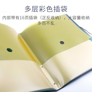 HFP华富鹰M82P美式 16页收纳分 多层插页文件夹A4档案资料商务黑色