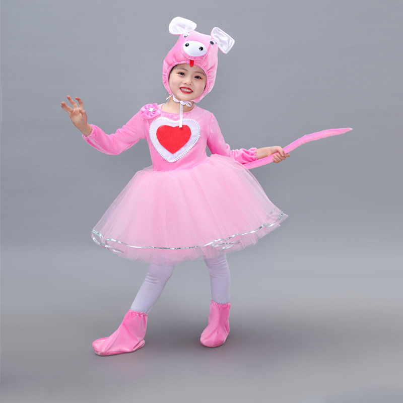 小猪表演服装 三只小猪 粉色儿童成人亲子卡通动物演出服连体衣服
