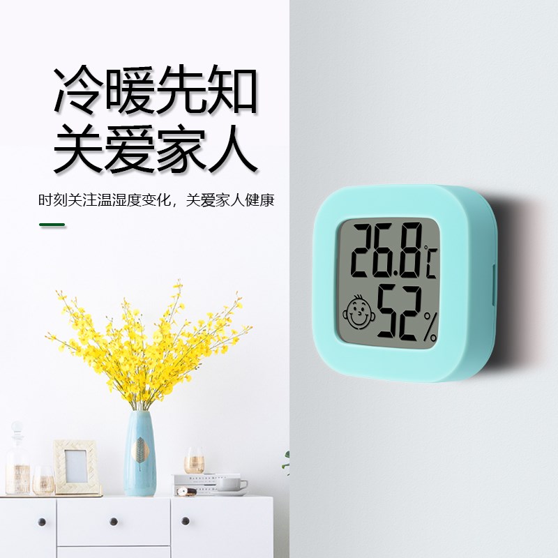 室内电子温湿度计时尚花房冰箱爬宠车载温湿度表高精度可爱壁挂