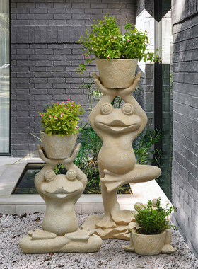 创意花盆动物流水喷泉造景观石青蛙户外庭院花园布置装饰摆件落地