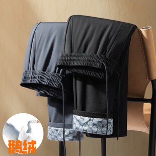 鹅绒裤 冬季 新款 羽绒裤 加绒加厚保暖防风防水加热护膝片功能 男士