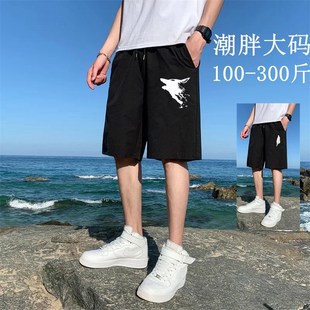 加肥加大宽松冰丝速干百搭5五分沙滩中裤 男大码 短裤 直筒耐磨工装