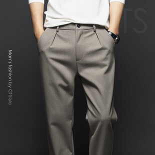 裤 潮 商务休闲裤 小西裤 新款 2021男装 加厚西装 直筒裤 修身 男士 秋冬季