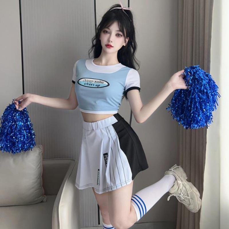 学生健美演出服韩版啦啦队服装女啦啦套装女团舞蹈爵士表演服