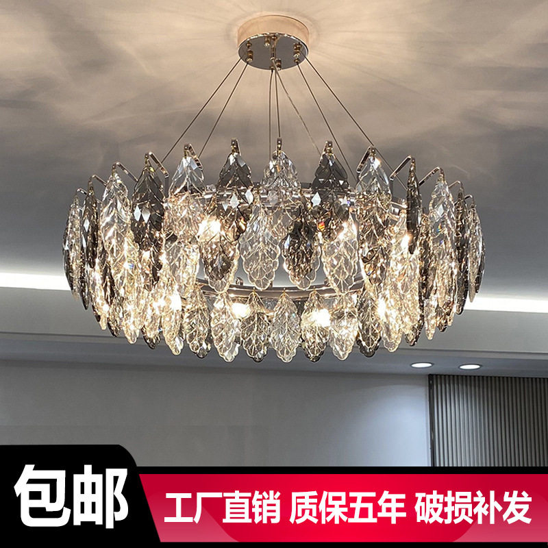 轻奢客厅水晶吊灯现代大气主卧室房间个性高档餐厅饭厅椭圆形灯饰