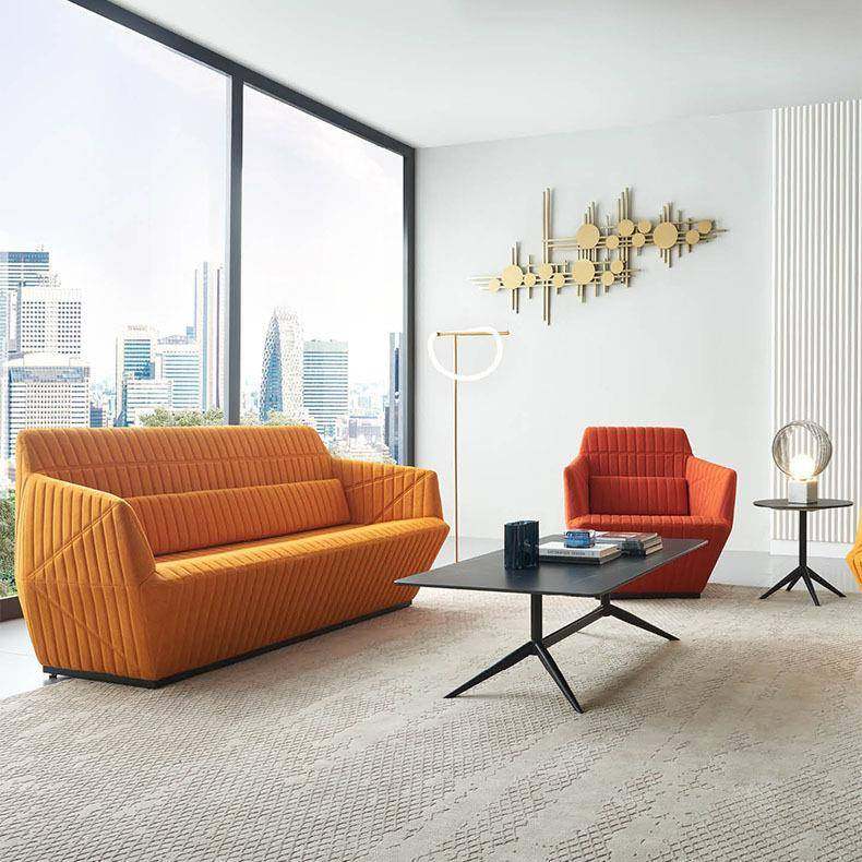 现代高管办公会客洽谈沙发创意简约高靠背大堂等候休息沙发茶几