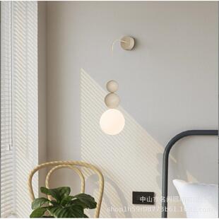 现代82简约中古头道奶茶店卧室床吊过灯廊法式奶油风走镜前小壁灯