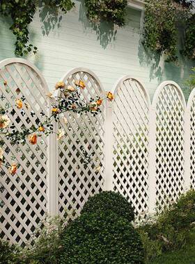 防腐木栅栏白色网格网片花园户庭院花断架外围栏护栏隔杆TSQ爬藤
