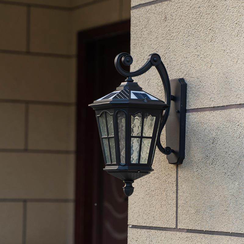 太阳能壁别灯户外防水欧庭式院墅花园阳门十字八角口室外走廊过道