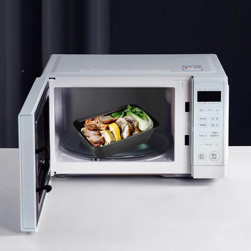 一性餐盒650次方形盒透明加厚黑色外便当方盒2包50白色打小方盒卖