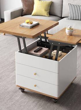 可移动升KGZ降茶几小户型用叠简约客厅折餐桌伸缩多功家两用桌能