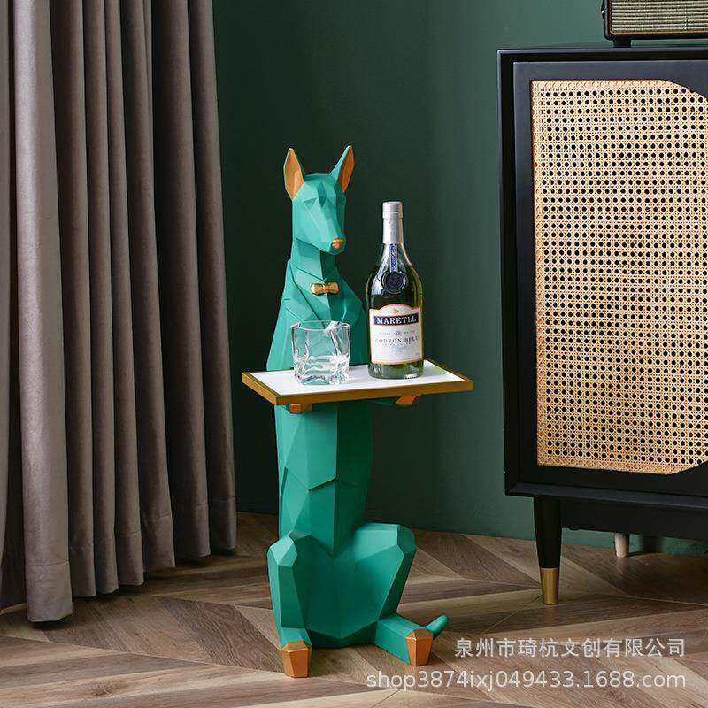 落地件摆创意绅士犬门厅口玄关客钥匙盘糖盘收纳大QHDS011果号狗