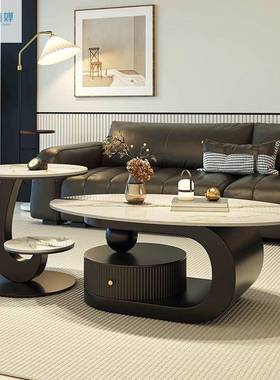 新款椭意式代圆形岩板茶型几轻奢高级小户XGE现简约客厅家用网红
