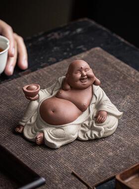 个中式可爱招财件进宝控弥勒汽车摆茶宠创意性DWJ车载中台车内装