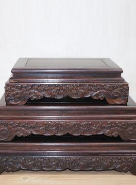 梓木花瓶底座实木质雕像刻水黑浪佛观音鱼缸件底座奇石红摆木3底