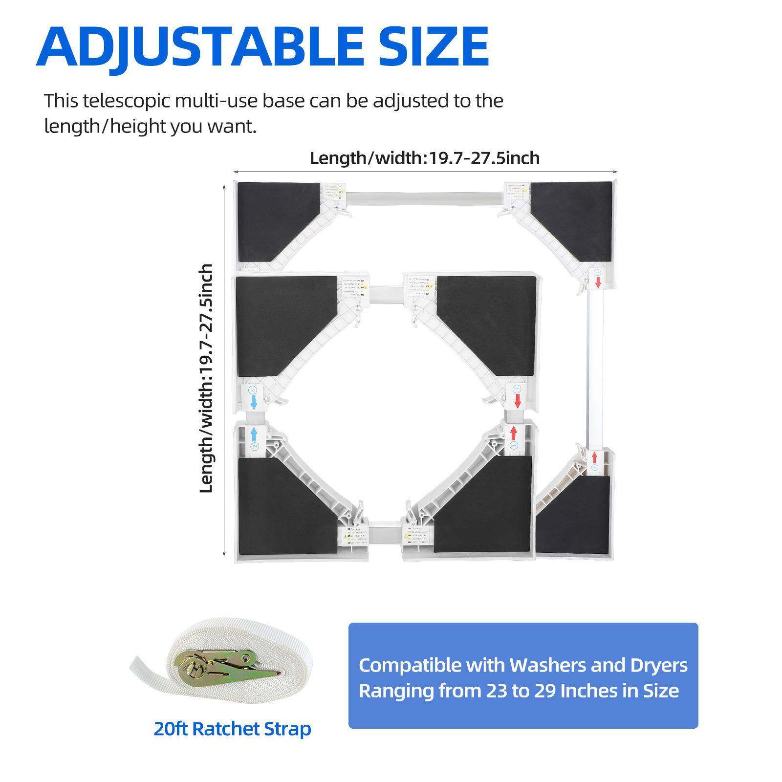 叠通洗物衣机烘干机架加高可伸缩滑轮置架用家用PWQ冰箱加厚移动