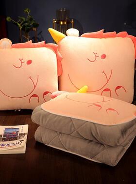 抱枕被子两用加厚办公室折叠子汽午睡枕头WQW二合一毯沙发车靠枕