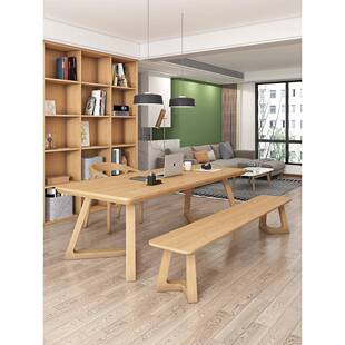 北工欧人实木书长条桌桌家用客厅学生画桌双学习AJA桌简约大桌子