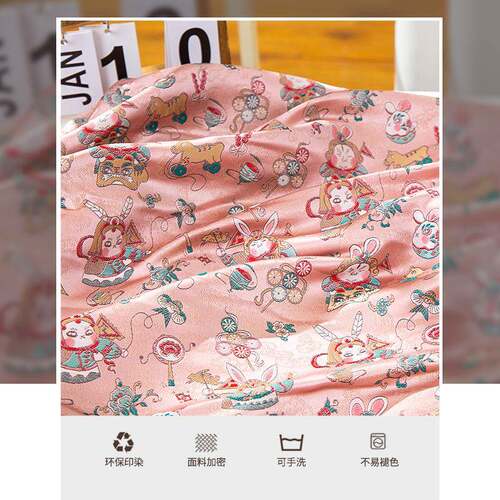 织锦缎兔年新款提花兔儿爷手高密织金提花年服枕帐茶DPW精织垫西