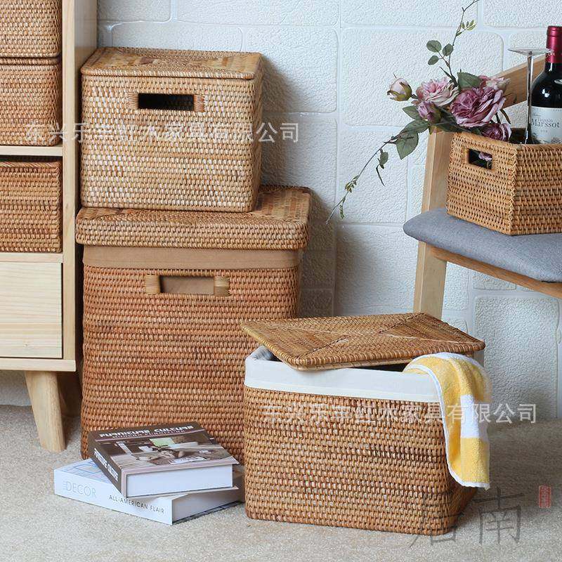 真藤编桌面杂物收纳盒子收纳箱衣服整理箱收纳筐有盖子大小号北欧,机械设备,其他机械设备,淘宝优惠券,粉丝福利购,淘宝优惠卷