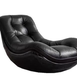 懒人沙发躺椅新款设计师客厅极简客厅玻璃钢皮制舒适午休羽绒沙发