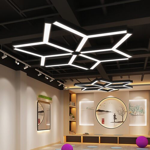 办公异形造型灯Y型圆形创意六边形网咖健身房商场超市工业风吊灯