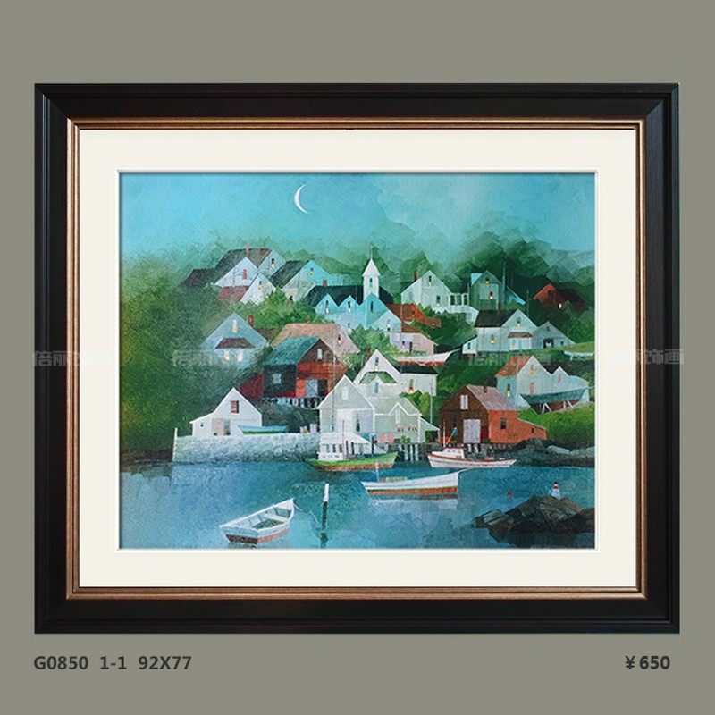 美丽的风景帆船村庄客厅书房卧室玄关家具居店装饰画 有框画挂画