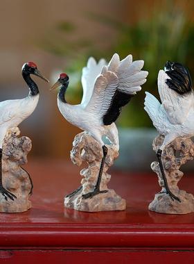 假山水景摆件仙鹤小白鹤丹顶鹤动物鱼缸鱼池微景观盆景造景装饰品