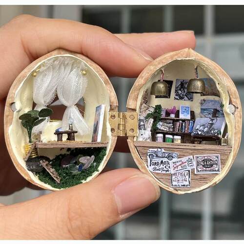 新款点核桃小屋材料包小屋微景观手工材料包微缩画室创意礼品
